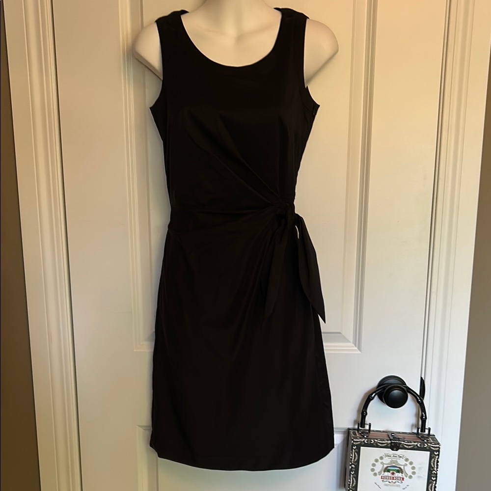 Esprit Black Sheath classic dress with slight ruching and tie at side.